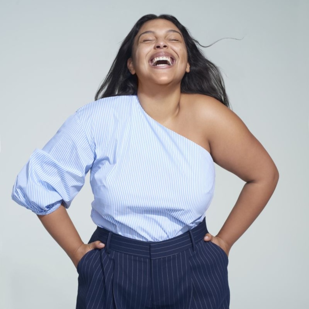 Jason Wu ELOQUII One-Shoulder Puff Sleeve Blouse